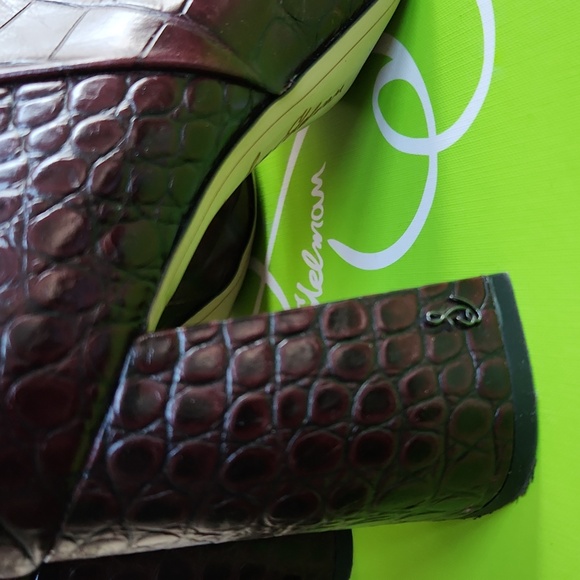 Sam Edelman Codie 2 Boots Red Bordeaux Burgundy Croc Size 9.5 - Picture 6 of 14